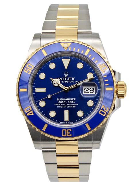 rolex submariner two tone blue and gold|rolex submariner 126613lb for sale.